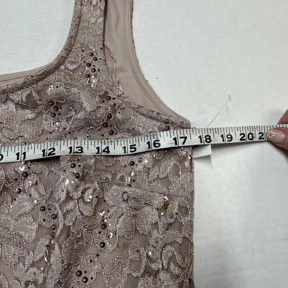 R & M Richards Dress 14 Blush Mauve Lace Sequin Overlay Maxi Gown‎ Fairy Event - Picture 5 of 11